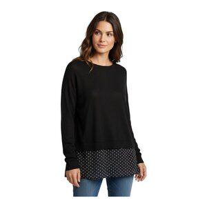 Ann Taylor LOFT Mixed Media Sweater~Size M~Black White Diamond Split Back L3 21